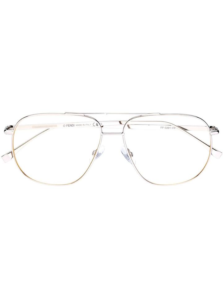 Fendi Eyewear Ff 0391 Ddb Unisex Aviator Glasses - Silver