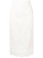 Alexander Mcqueen Lace Pencil Skirt - White