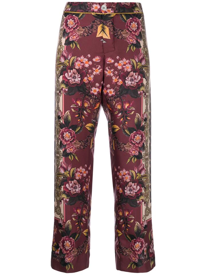 Koché Cropped Tailored Trousers - Pink & Purple