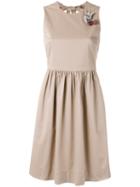 No21 Cherry Brooch Dress, Women's, Size: 44, Nude/neutrals, Silk/cotton/spandex/elastane/glass
