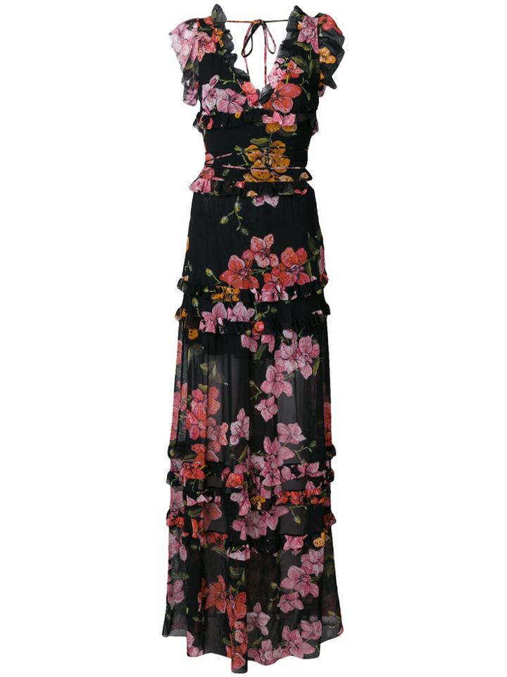 Pinko Floral Sleeveless Maxi Dress - Black