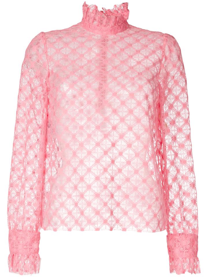 Philosophy Di Lorenzo Serafini Sheer Stitched Blouse - Pink & Purple