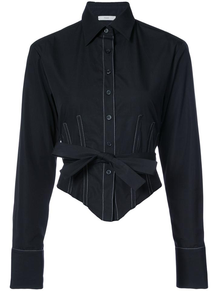 Tome Bow Embroidered Top - Black