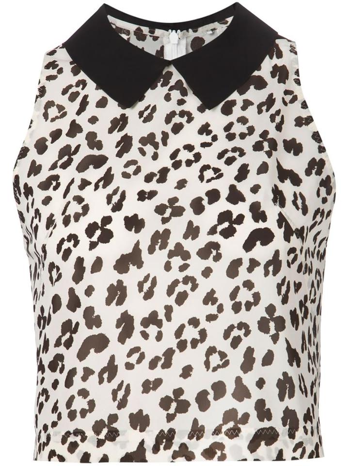 Muveil Leopard Print Cropped Top, Women's, Size: 38, Black, Polyester