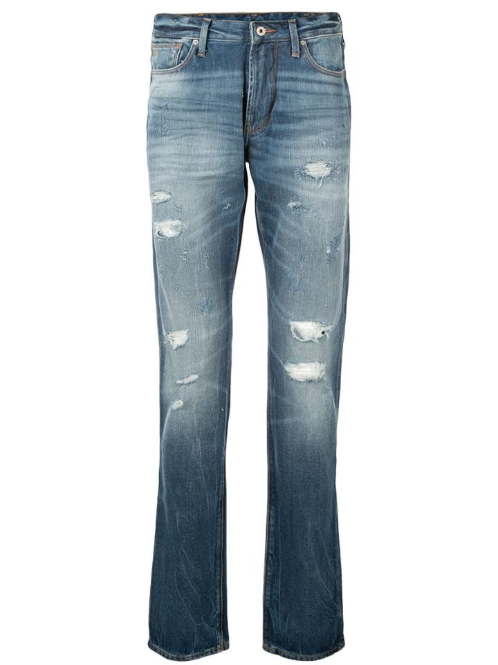 Emporio Armani Slim Fit Distressed Jeans - Blue