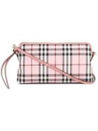 Burberry Checked Crossbody Bag, Women's, Pink/purple, Leather/nylon