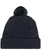 N.peal Fur Bobble Cable Beanie - Grey