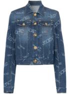 Versace Logomania Print Denim Jacket - Blue