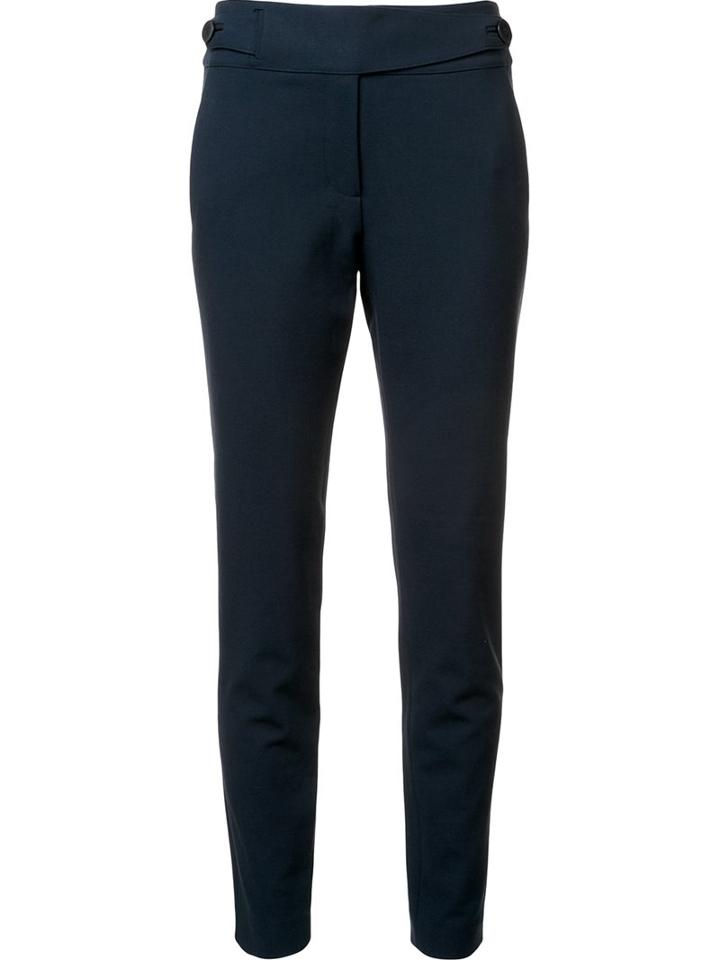 Tibi Lateral Buttons Skinny Trousers, Women's, Size: 6, Blue, Polyester/spandex/elastane/viscose