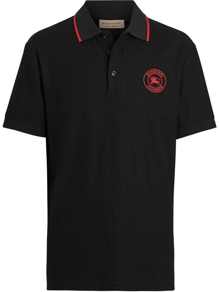 Burberry Embroidered Logo Polo Shirt - Black