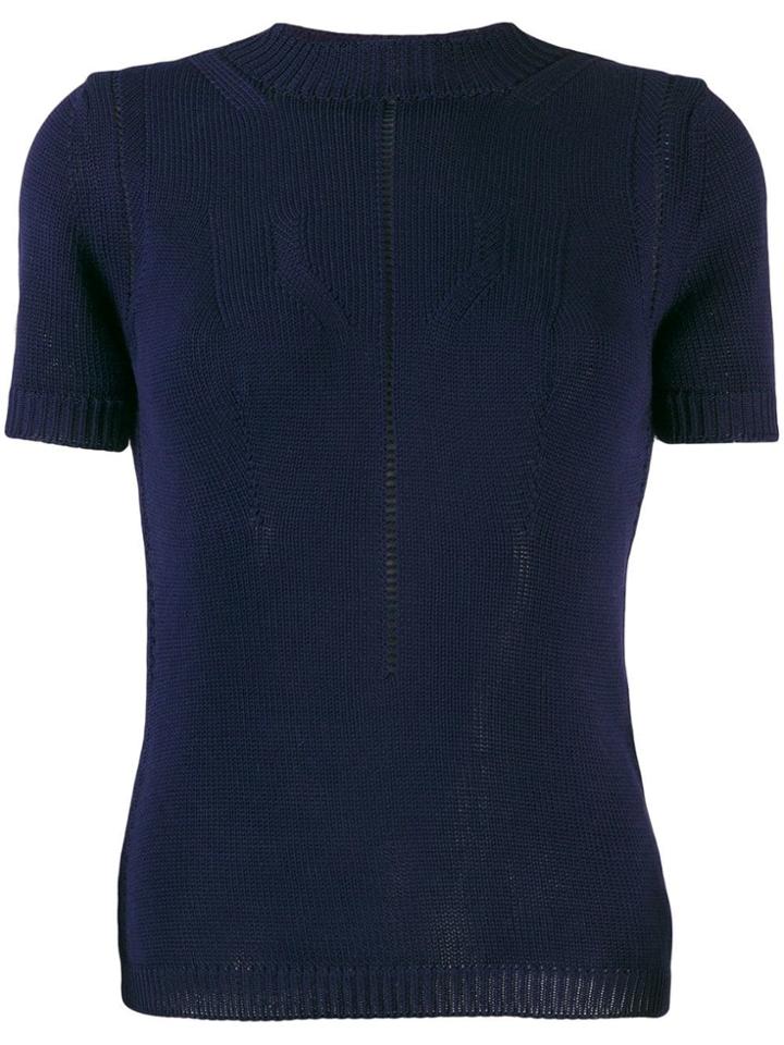 Emporio Armani Perforated Knitted Top - Blue