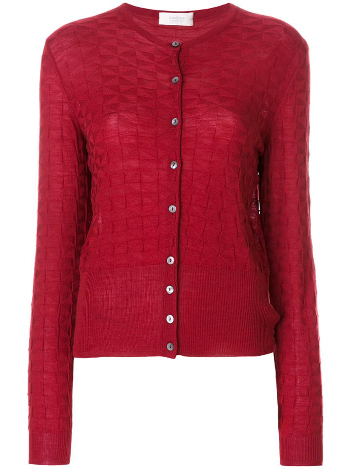 Zanone Crew Neck Cardigan - Red