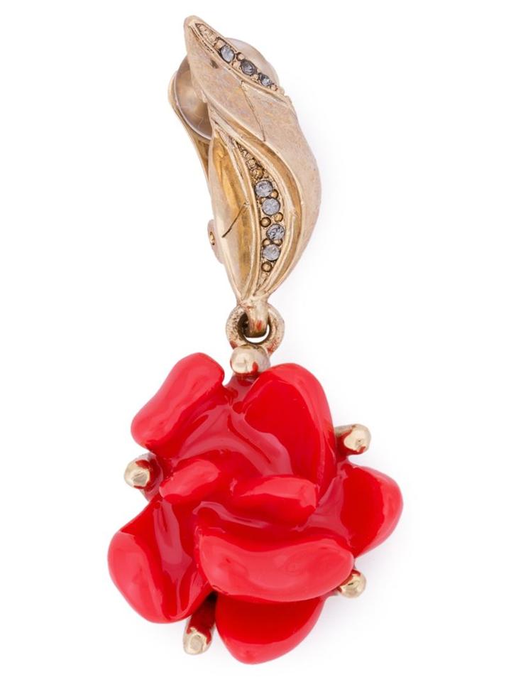 Oscar De La Renta Drop Flower Earrings
