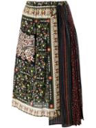 No21 Floral Print Asymmetric Skirt, Women's, Size: 38, Black, Silk