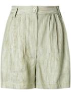Forte Forte Cropped Pleated Mini Shorts - Green