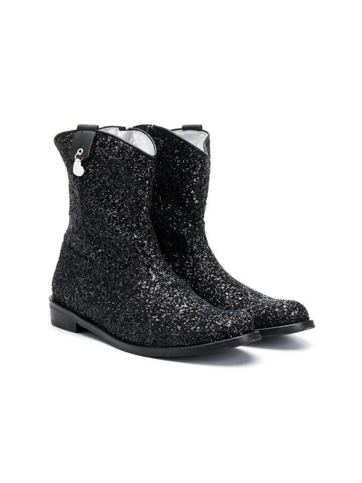 Monnalisa Teen Glitter Cowboy Boots - Black