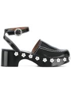 Nicole Saldaña Flower Stud Trim Sandals - Black