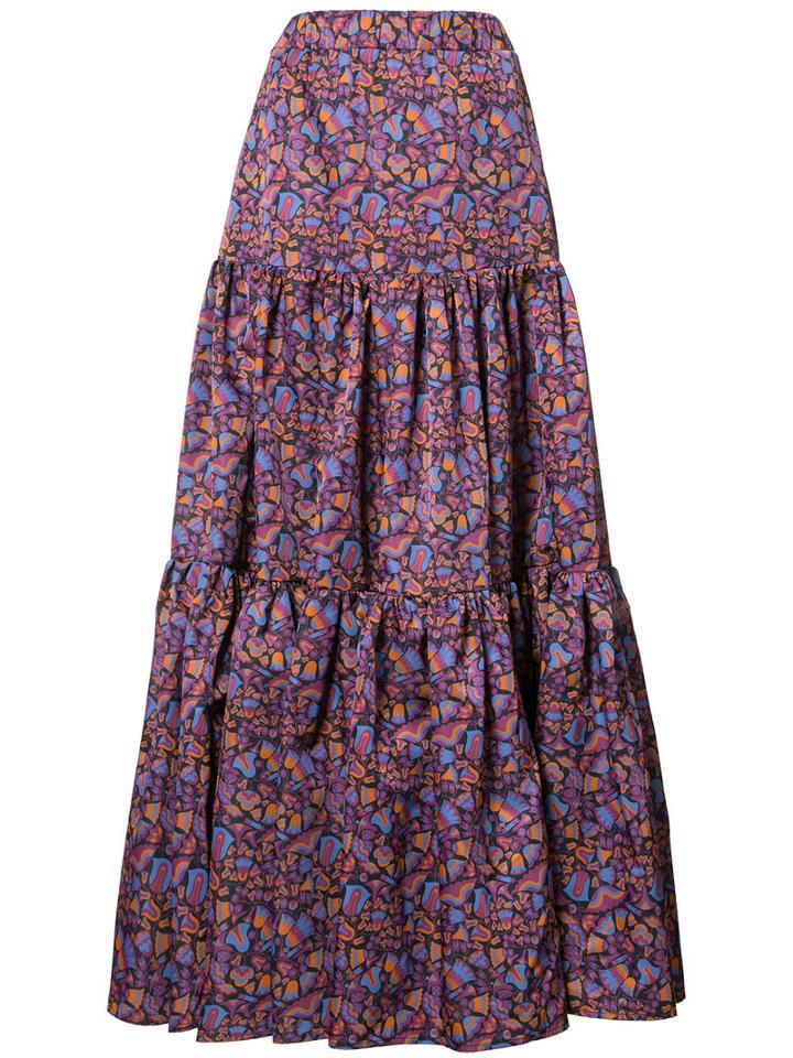 La Double J Floral Print Maxi Skirt, Women's, Size: Medium, Pink/purple, Polyamide