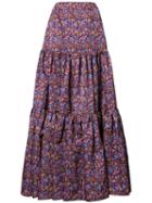 La Double J Floral Print Maxi Skirt, Women's, Size: Medium, Pink/purple, Polyamide