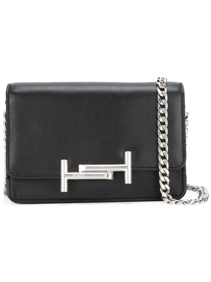 Tod's Double T Crossbody Bag, Women's, Black, Calf Leather