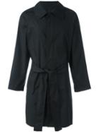 Ann Demeulemeester Grise Belted Raincoat, Men's, Size: Large, Black, Cotton