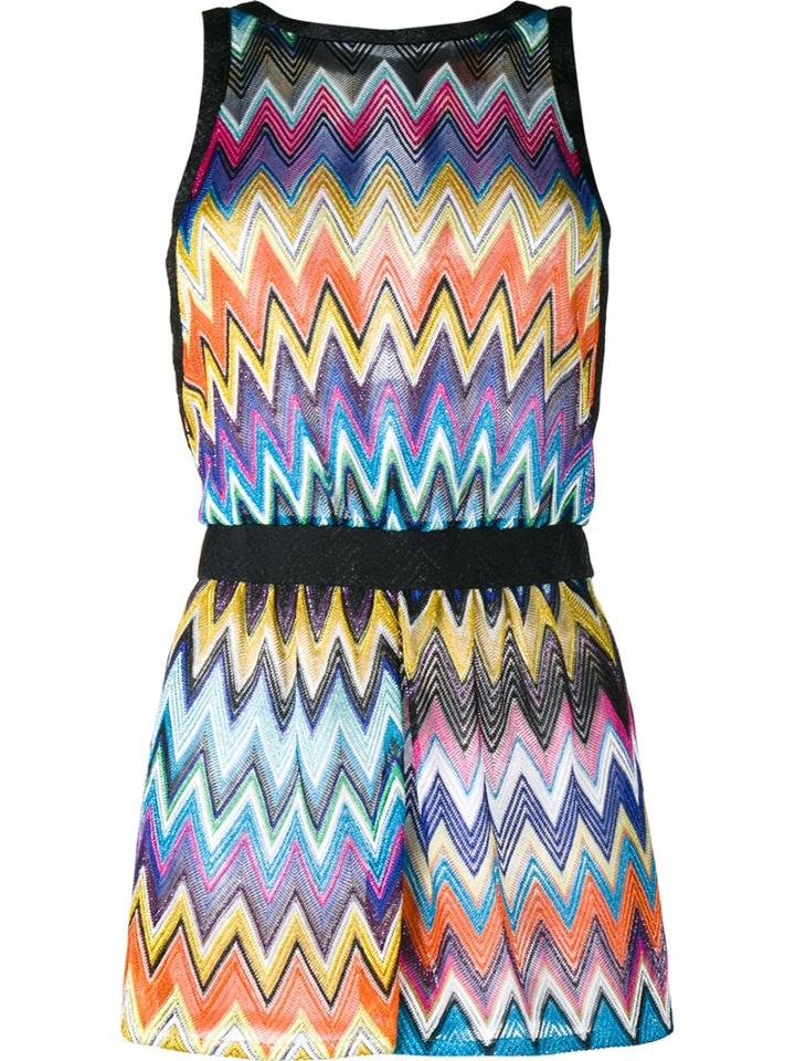 Missoni 'wave' Chevron Knit Romper, Women's, Size: 38, Rayon/cupro/polyester