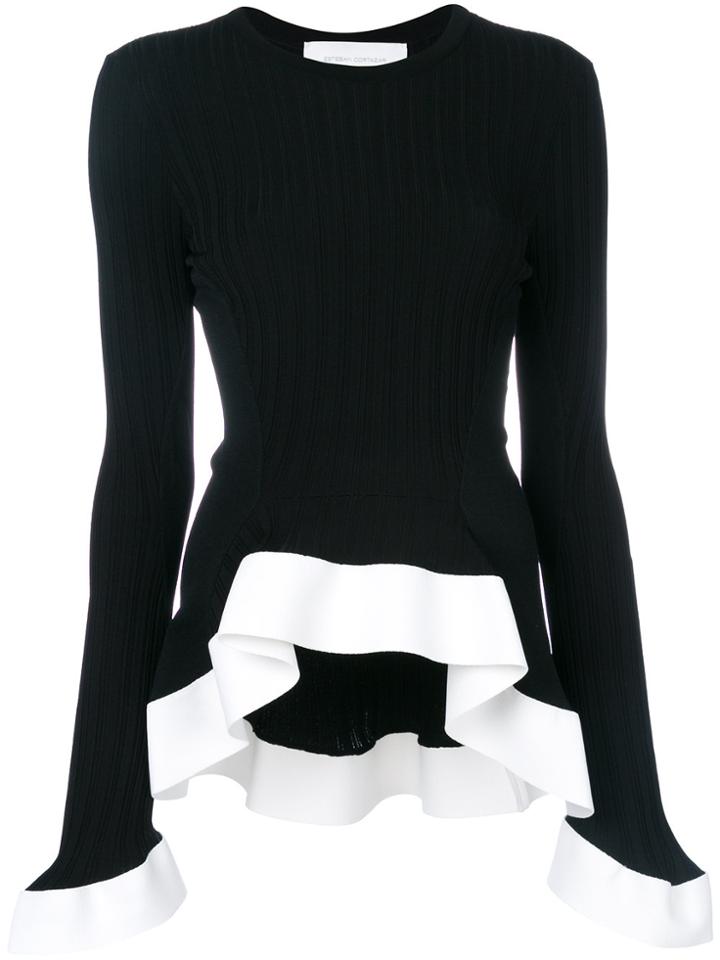 Esteban Cortazar Contrast Frill-trim Top - Black