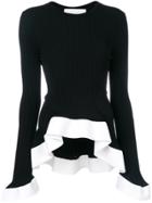 Esteban Cortazar Contrast Frill-trim Top - Black