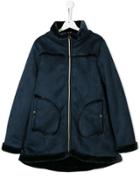 Herno Kids Teen Faux Fur Trim Coat - Blue