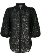 Ganni Floral Embroidered Lace Blouse - Black