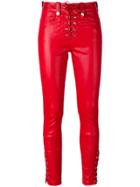 Manokhi Lace Up High Shine Pants - Red
