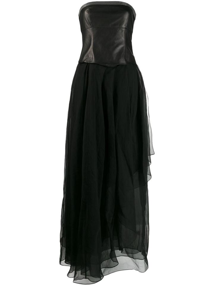 Brunello Cucinelli Strapless Fit And Flare Gown - Black