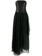 Brunello Cucinelli Strapless Fit And Flare Gown - Black