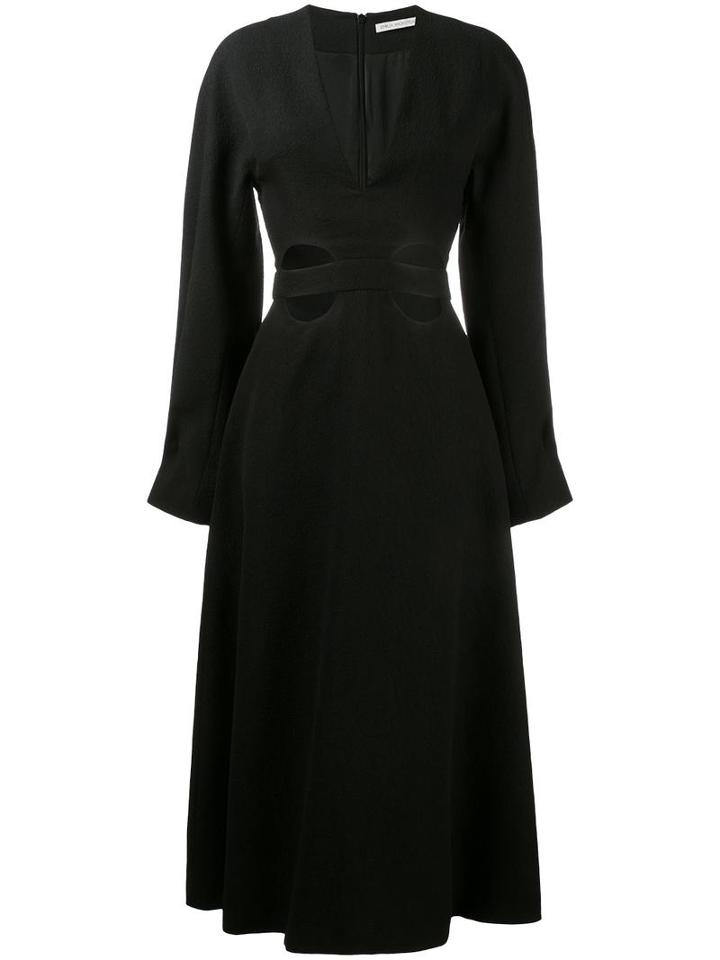 Emilia Wickstead Cut-out Flared Dress, Women's, Size: 8, Black, Silk/polyamide/polyester