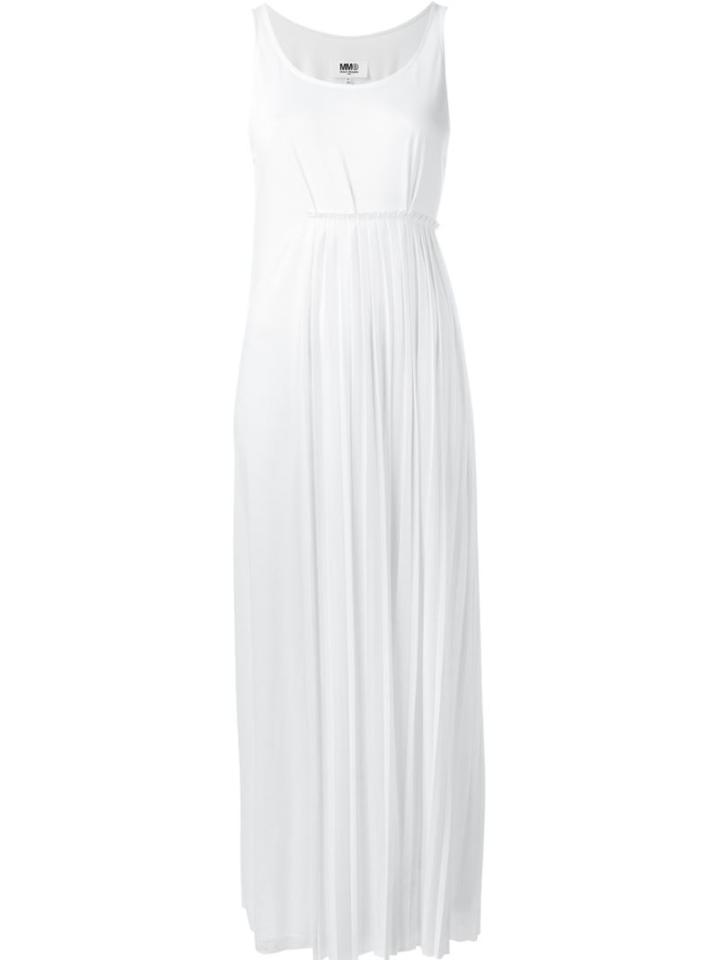 Mm6 Maison Margiela Pleated Front Dress, Women's, Size: S, White, Viscose/polyester