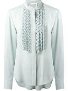 Chloé - Mandarin Collar Shirt - Women - Silk - 42, Grey, Silk