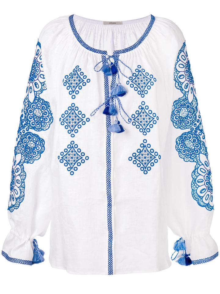Vita Kin Embroidered Tassel Top - White
