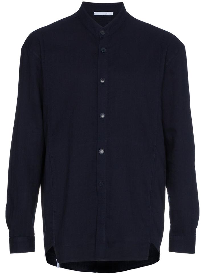 Lot78 Pleated Back Long Sleeve Shirt - Blue