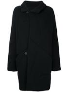 Oyuna Asymmetric Fastening Chunky Coat - Black