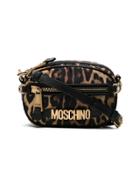 Moschino Brown Logo Plaque Leopard Print Cross Body Bag