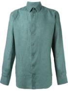 Giorgio Armani Classic Shirt, Men's, Size: 42, Green, Linen/flax