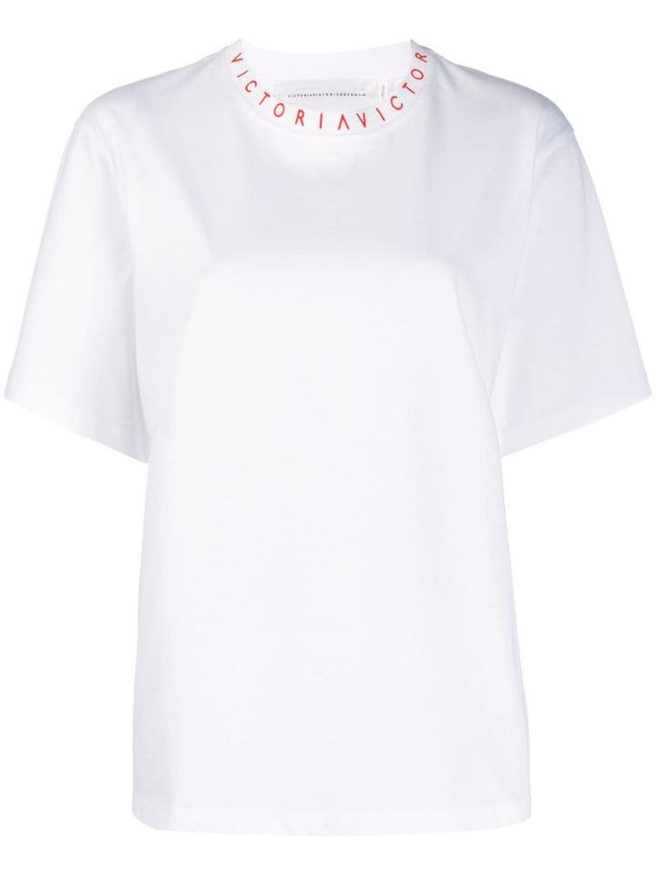Victoria Victoria Beckham Logo Print Neck T-shirt - White