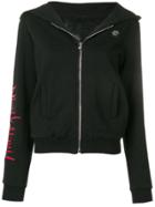 Philipp Plein Embellished Skull Zip Front Hoodie - Black