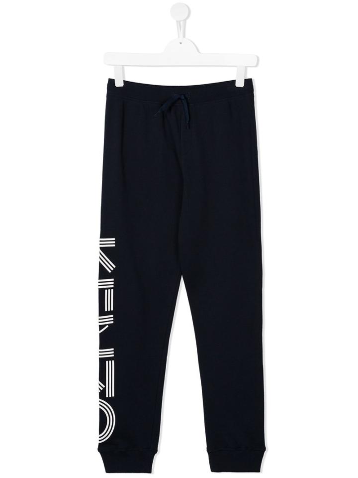 Kenzo Kids Logo Print Tracksuit Bottoms, Boy's, Size: 14 Yrs, Blue