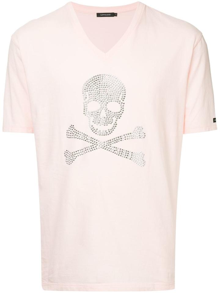 Loveless Embellished Skull T-shirt - Pink & Purple