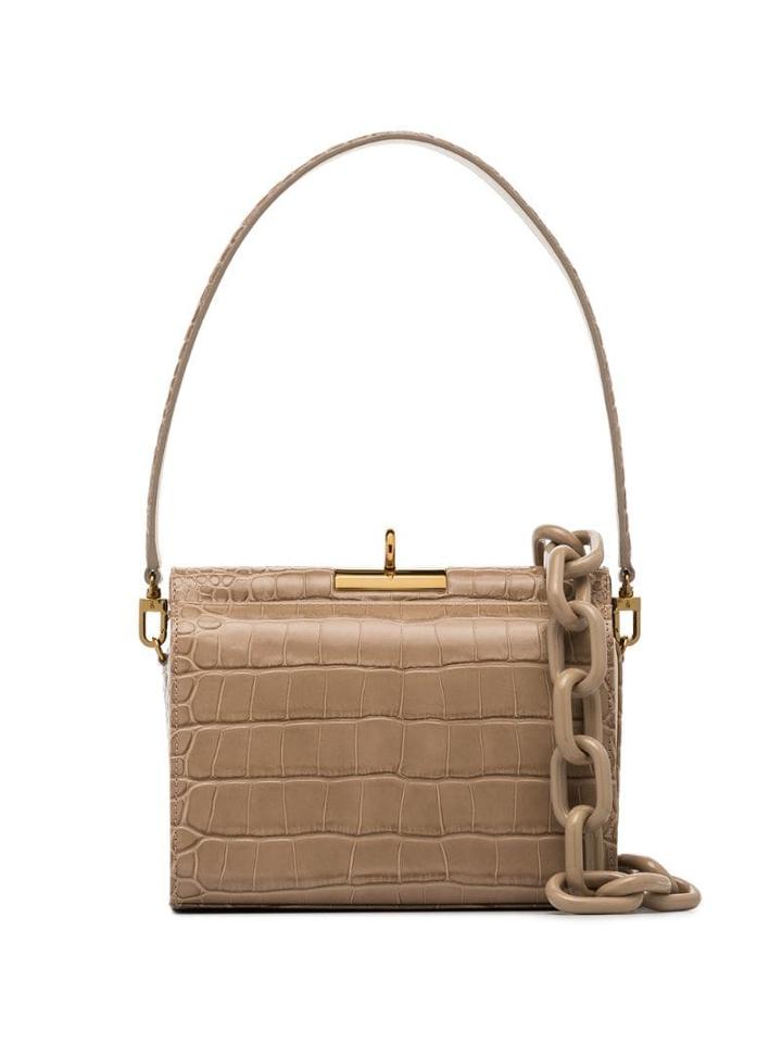 Gu De Gemma Mock Croc Large Shoulder Bag - Neutrals