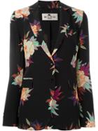 Etro Flower Print Blazer, Women's, Size: 40, Black, Silk