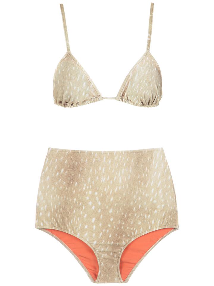 Adriana Degreas - Velvet Hot Pants Bikini Set - Women - Spandex/elastane/polyimide - P, Beige, Spandex/elastane/polyimide