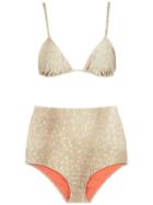 Adriana Degreas - Velvet Hot Pants Bikini Set - Women - Spandex/elastane/polyimide - P, Beige, Spandex/elastane/polyimide
