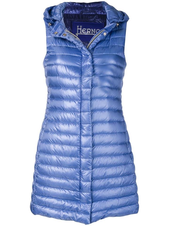 Herno Hooded Padded Gilet - Blue